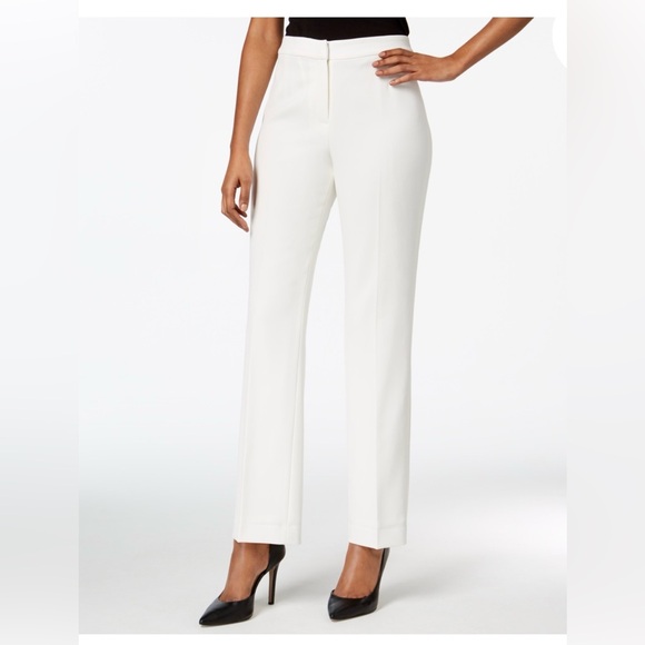 Kasper Pants - Kasper Kate Women's Elegant White Straight Leg Pants